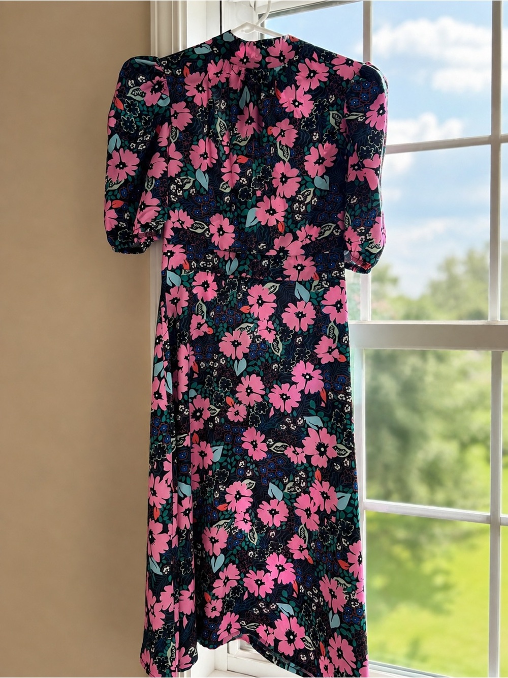 Sunday Up Pink Floral Midi Dress on Black- Open back